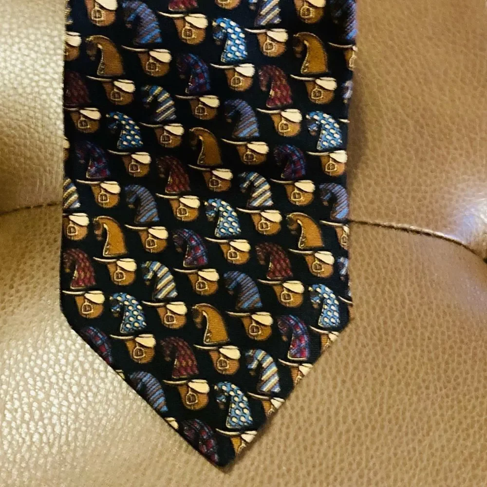 Men’s Guy Laroche Paris Designer Monsieur Tie Horses Necktie